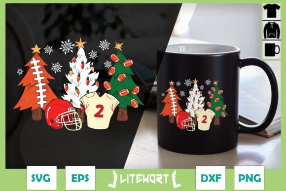 American Football Christmas Tree Cute Graphic for Crafts & Marketing