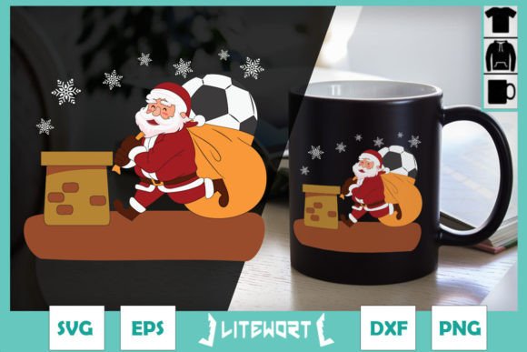 Christmas Santa s Gift Football: Festive Graphics for Local Business Branding