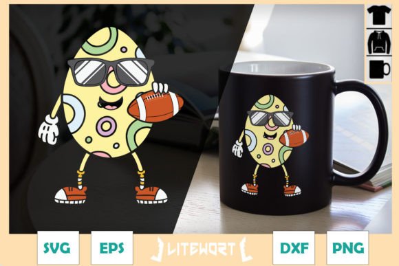 Easter Egg Sport Football Happy Face Graphics for Crafts & Local Branding