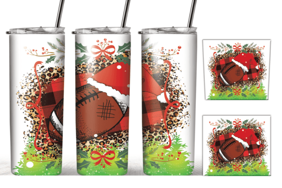 Football Christmas Tree Tumbler Wrap – Festive Graphics for Crafts & Seasonal Design Projects
