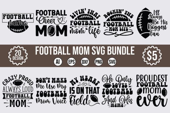 Football Mom Bundle SVG Bundle: Graphics for Crafts & Content Creators