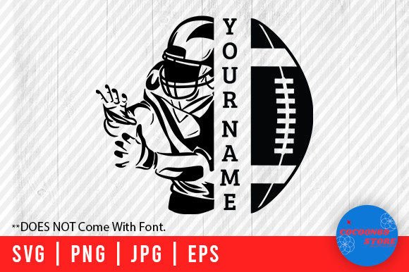 Football Name Half Player Name Frame Svg: Graphics & Crafts