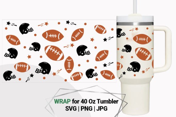 Football Print Wrap for 40 Oz Tumbler