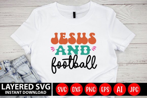 Jesus and Football Retro Design: A Bold Graphic for Crafts & Marketing