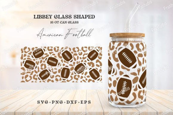 Leopard Football Graphics for 16oz Libbey Crafts