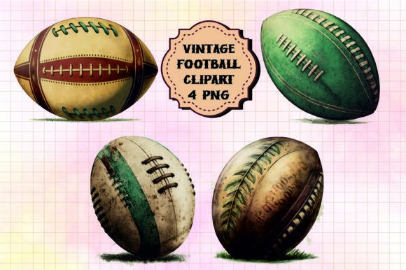 Vintage Football Ball Graphic for Crafts & Creative Business Use